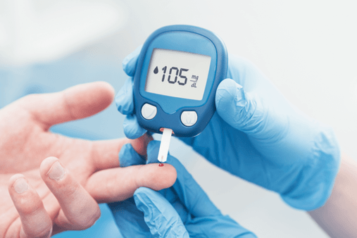 Erhéijung Glukosniveauen am Blutt Plasma am Diabetis Mellitus
